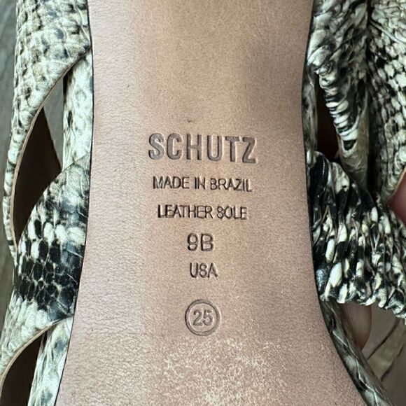 Schutz | Embossed Animal Print Sandals w/ Heels | Mules Size 9 - Picture 2 of 10